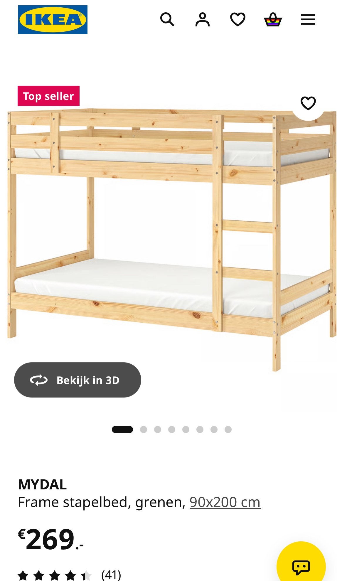 IKEA MYDAL Stapelbed, grenen, 90x200 cm NIEUW IN VERPAKKING, Ophalen, Gebruikt, 90 cm, 160 tot 180 cm