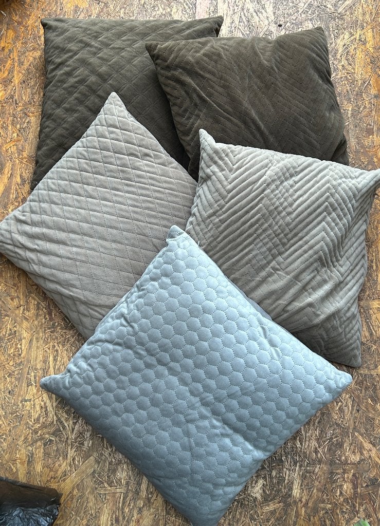 Set van 5 sierkussens in diverse kleuren en patronen, Ophalen of Verzenden, Gebruikt, Vierkant