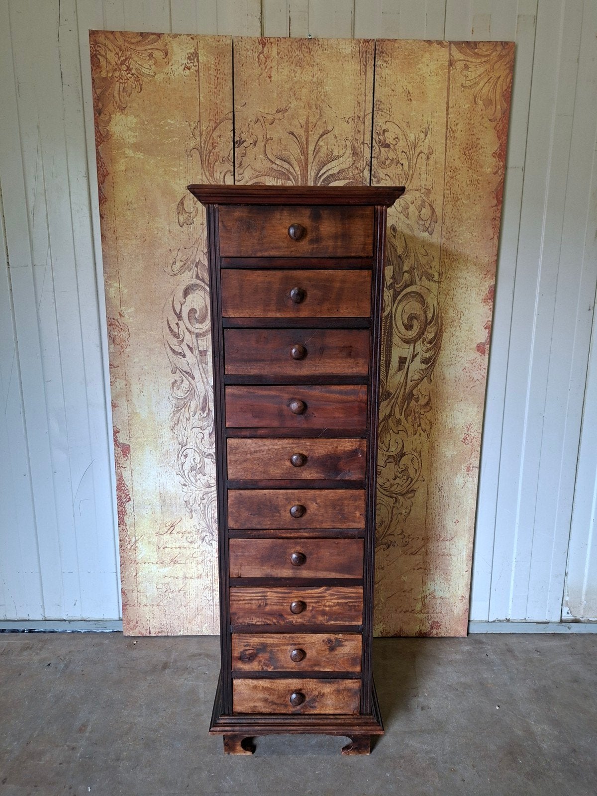 Teakhouten ladenkast, apothekerskast, archiefkast , Huis en Inrichting, Kasten | Ladekasten, Ophalen of Verzenden, 25 tot 50 cm