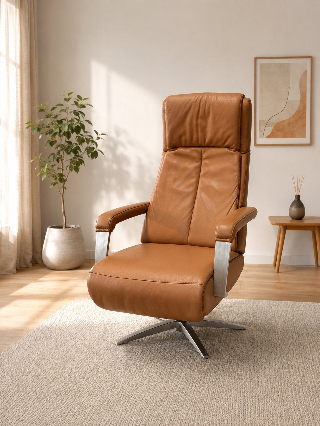 Prachtige relax fauteuil met accu, Ophalen, Zo goed als nieuw, 50 tot 75 cm, Leer