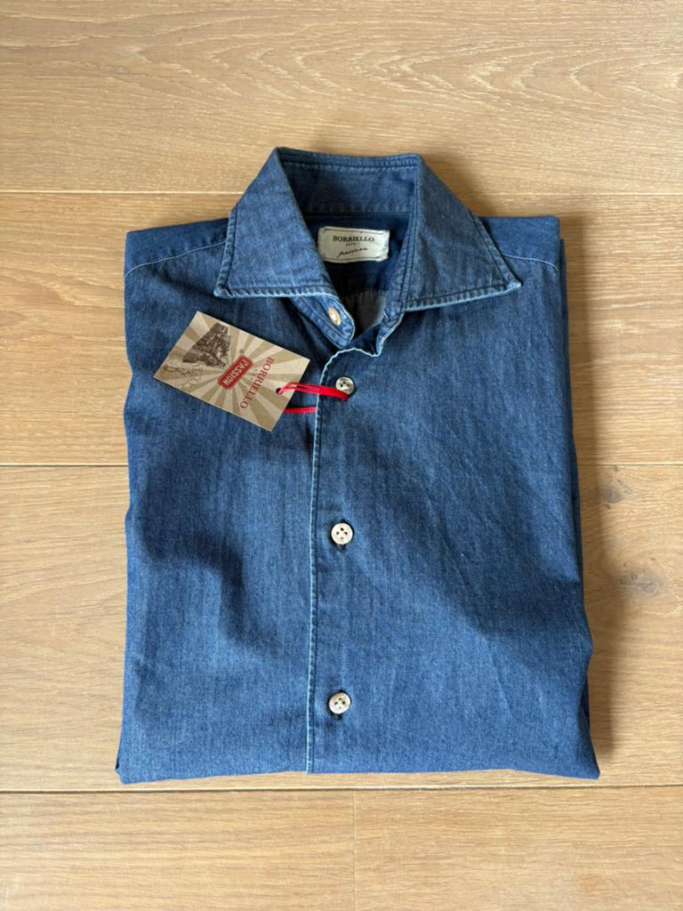 Nieuw hangemaakt shirt van Borriello Napoli, Kleding | Heren, Overhemden, Ophalen of Verzenden, Nieuw, Blauw