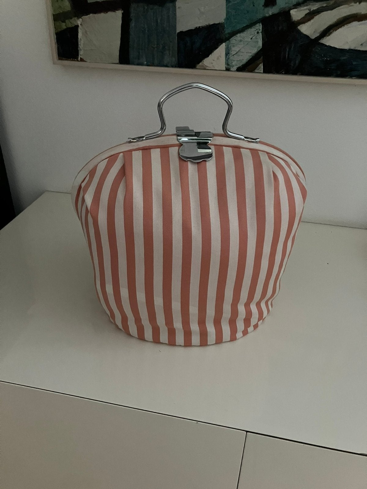 Vintage theebeurs theemuts met knip streep, Ophalen of Verzenden, Huis en Inrichting