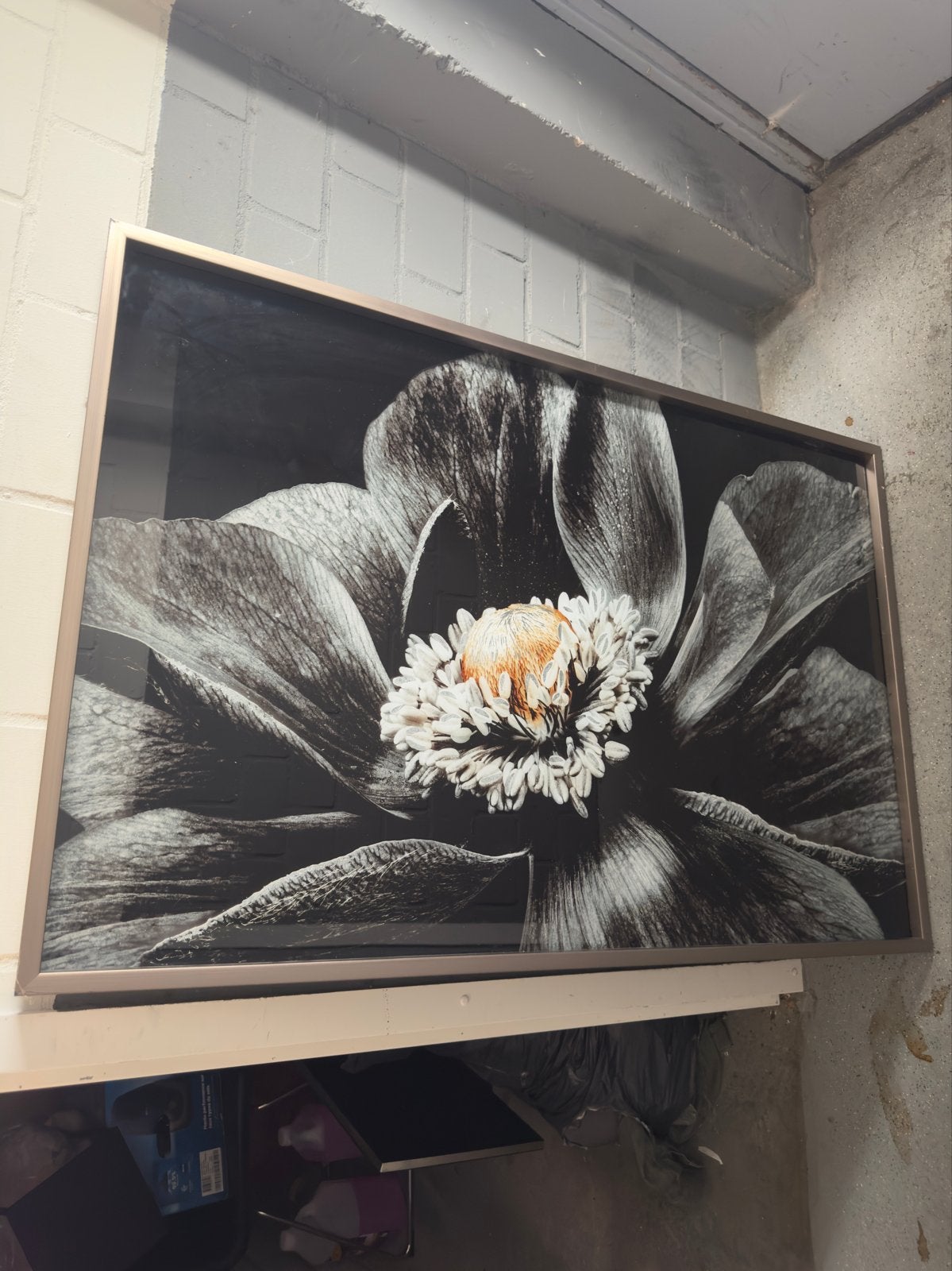 Bloemen schilderij met bronze rand, Ophalen, 50 – 75, Gebruikt, Schilderij