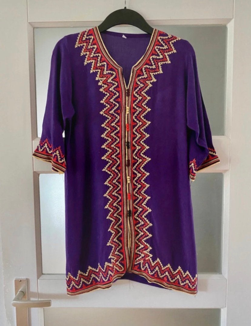 Boho katoenen jurkje/tuniek - maat M, Ophalen of Verzenden, Zo goed als nieuw, Maat 38/40 (M), Paars