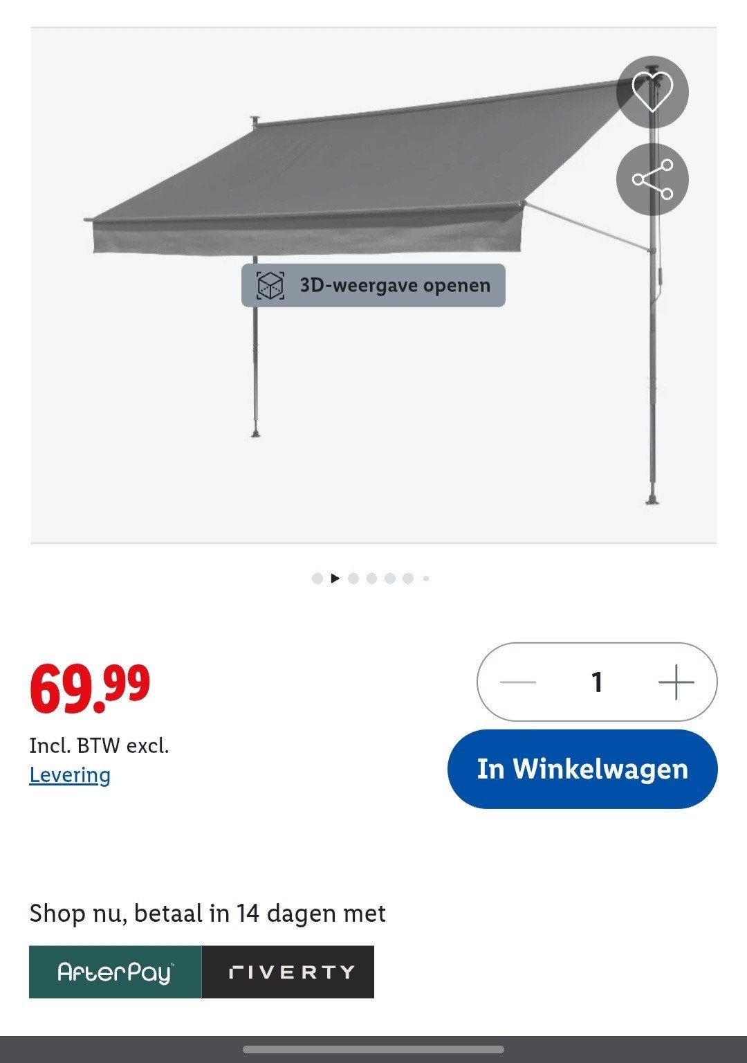 Nieuw uitvalscherm grijs 300 x 150cm, Ophalen, Nieuw, 150 tot 300 cm, 250 cm tot 450 cm