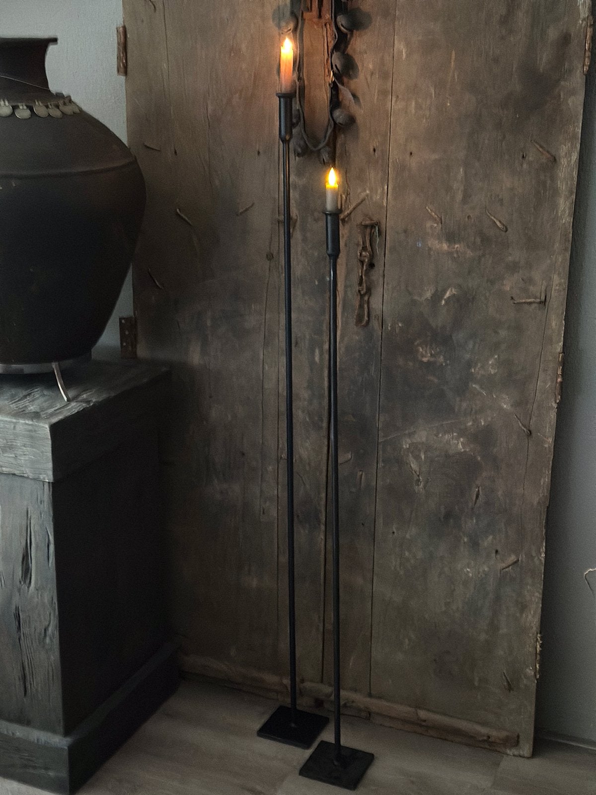 Set metalen vloerkandelaren, Zwart, Nieuw, Ophalen of Verzenden, Metaal