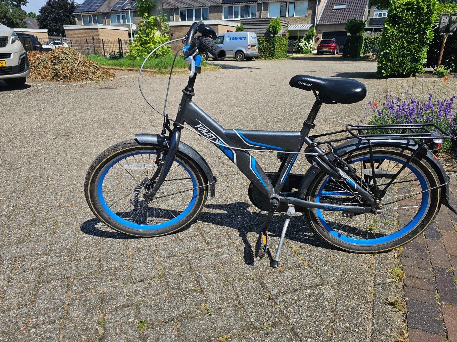 Popal Funjet kinderfiets 20 inch - Zwart/Blauw, Ophalen of Verzenden, Gebruikt, 20 inch of meer