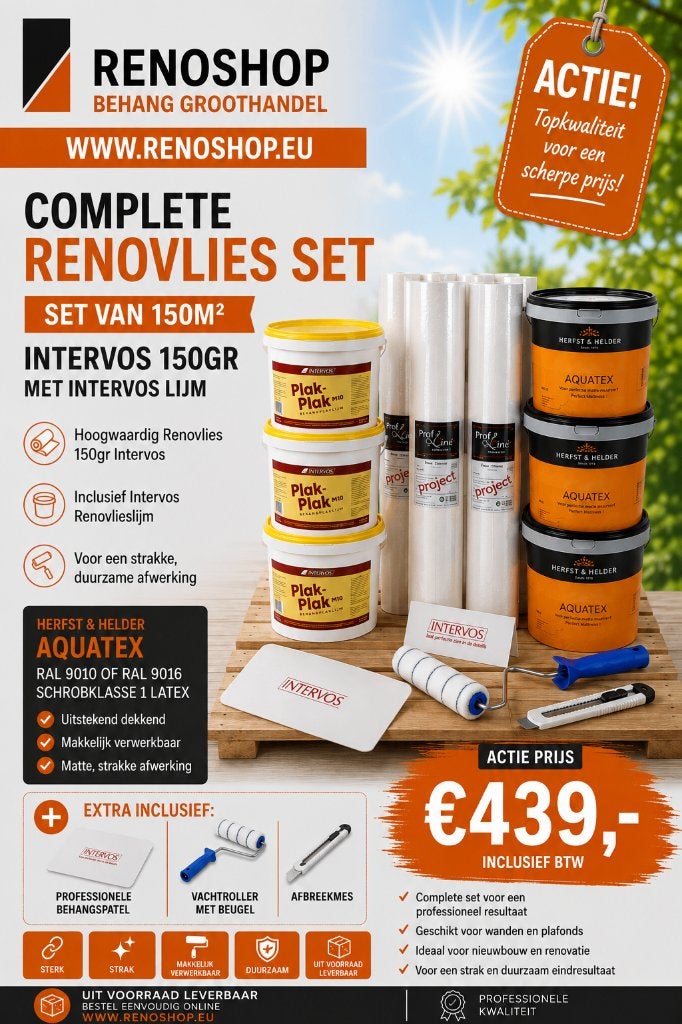 Intervos complete renovlies sets Actie vanaf €149,00, Ophalen, 75 m² of meer, Wit, Renovlies