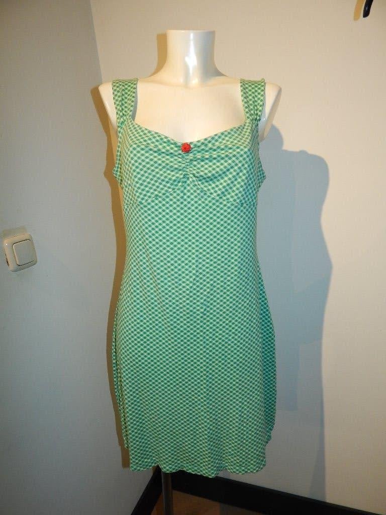 King Louie vintage ruiten jurk roosje stof midden mt L