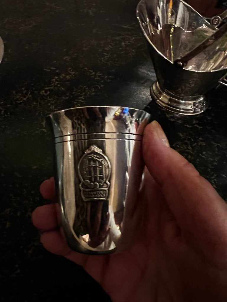 zilverkleurig lepel beker, Antiek en Kunst, Ophalen of Verzenden