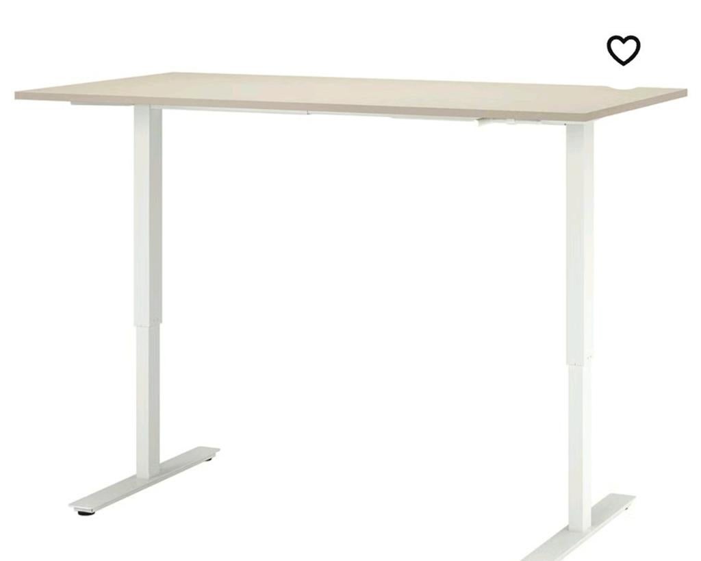 Ikea trotten bureau beige wit sta/zit, Huis en Inrichting, Bureaus, Ophalen, In hoogte verstelbaar