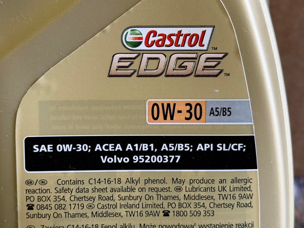 Castrol Edge 0W30 A5/B5 o.a.Volvo 95200377, Ophalen