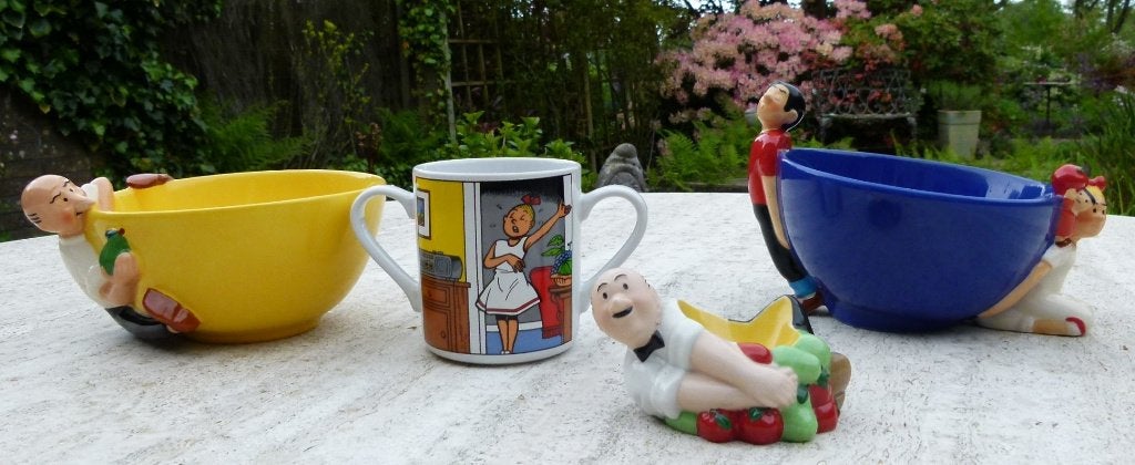 9 x  Suske & Wiske 5 Glazen + 1 Mok + 2 Kommen + 1 Eierdop, Overige materialen, Nieuw, Ophalen of Verzenden, Wedgwood