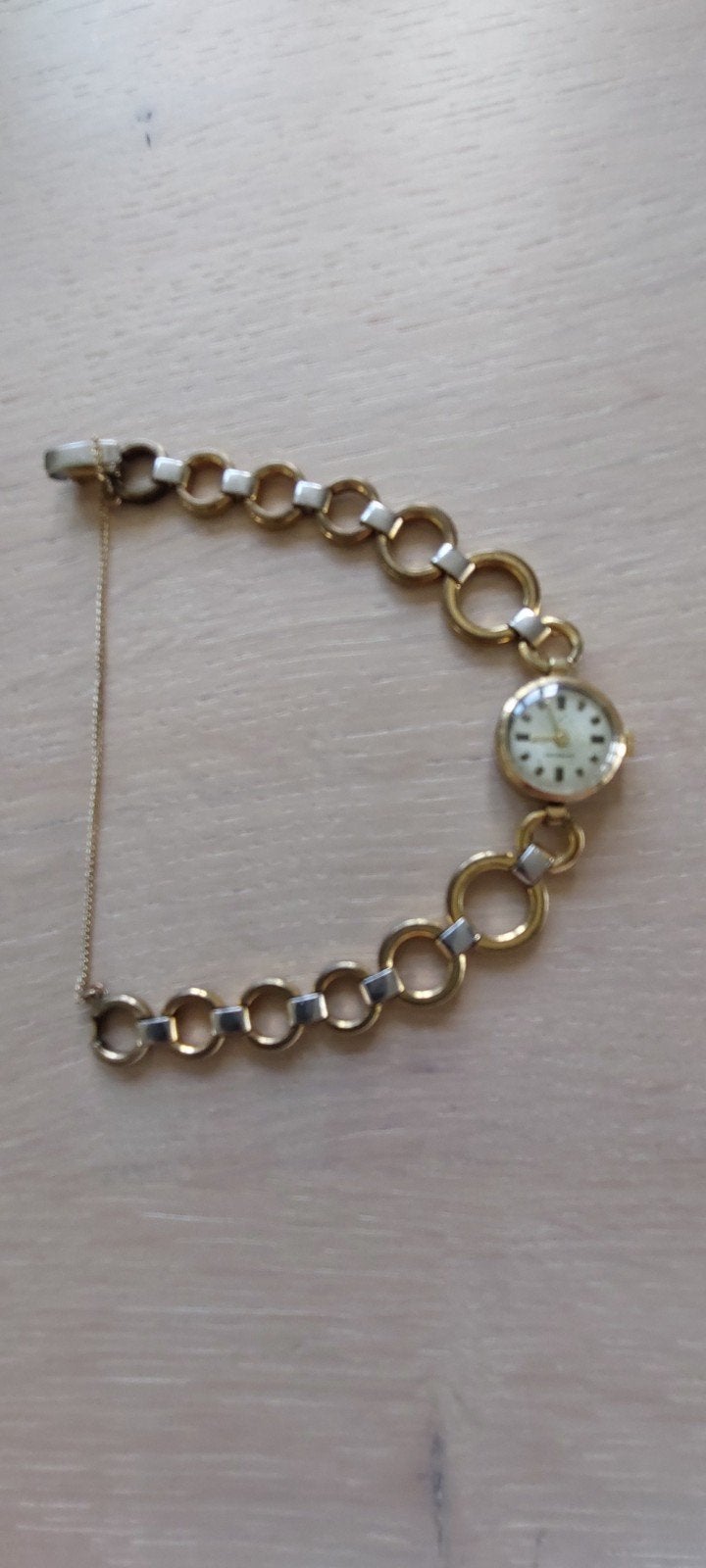 Vintage dameshorloge met schakelband en Incabloc., Ophalen, Goud, Overige merken