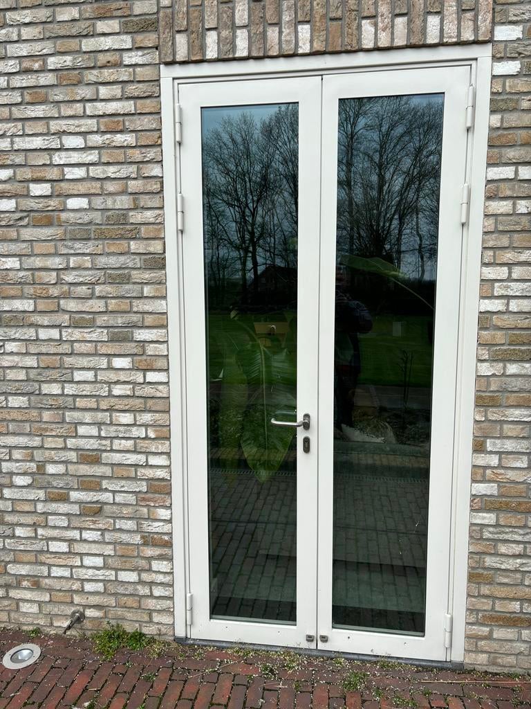 2 Stalen kozijnen met openslaande deuren en isolatieglas, Doe-het-zelf en Verbouw, Kozijnen en Schuifpuien, Gebruikt, Deurkozijn