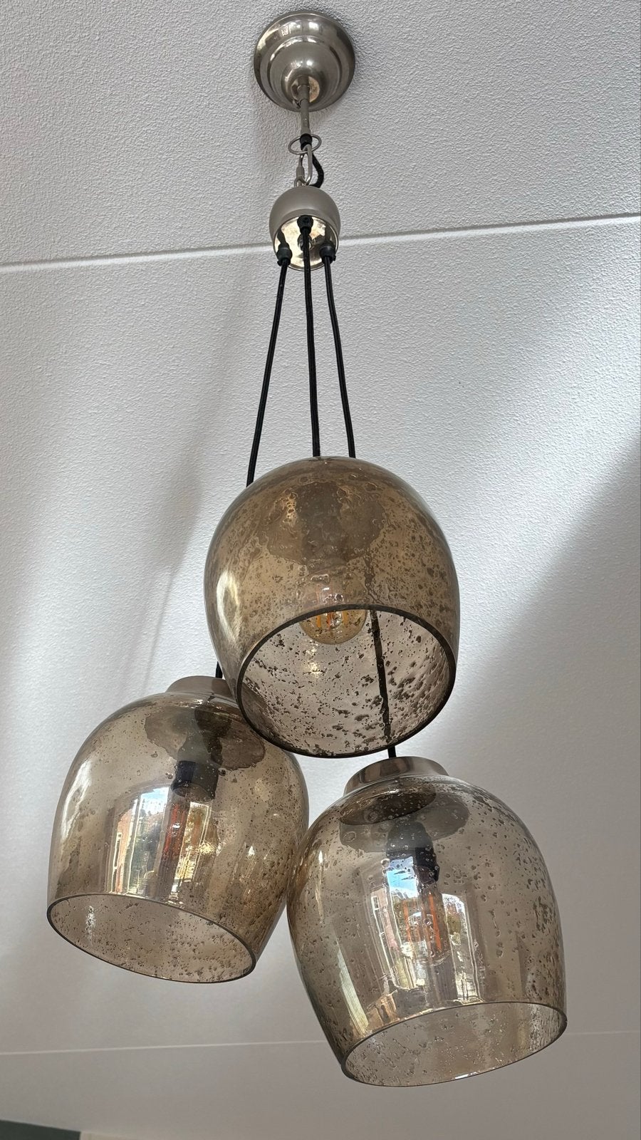 Riviera Maison Hanglamp "Rue de Temple" - Triple, Ophalen, Zo goed als nieuw, Glas, E27 (groot)
