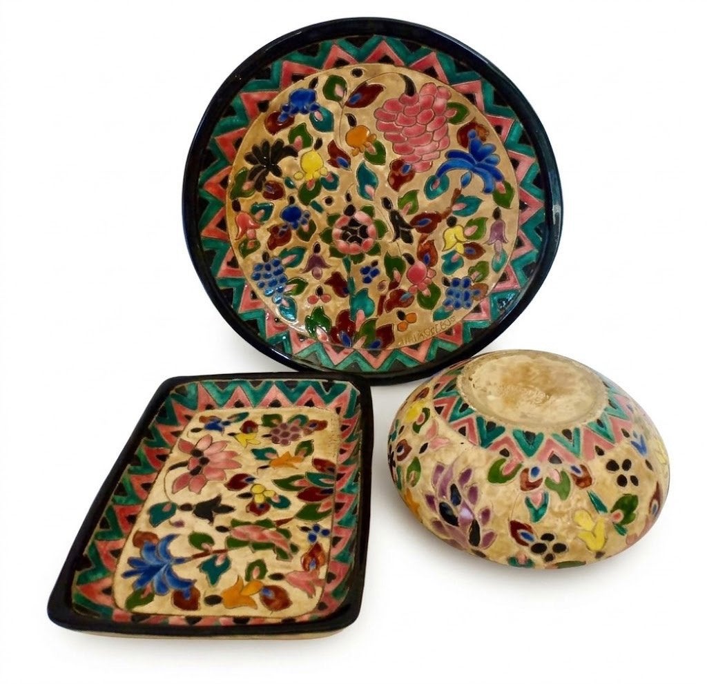 Zeldzame Set Vallauris Keramiek – Cloisonné Art Deco, Antiek en Kunst, Verzenden