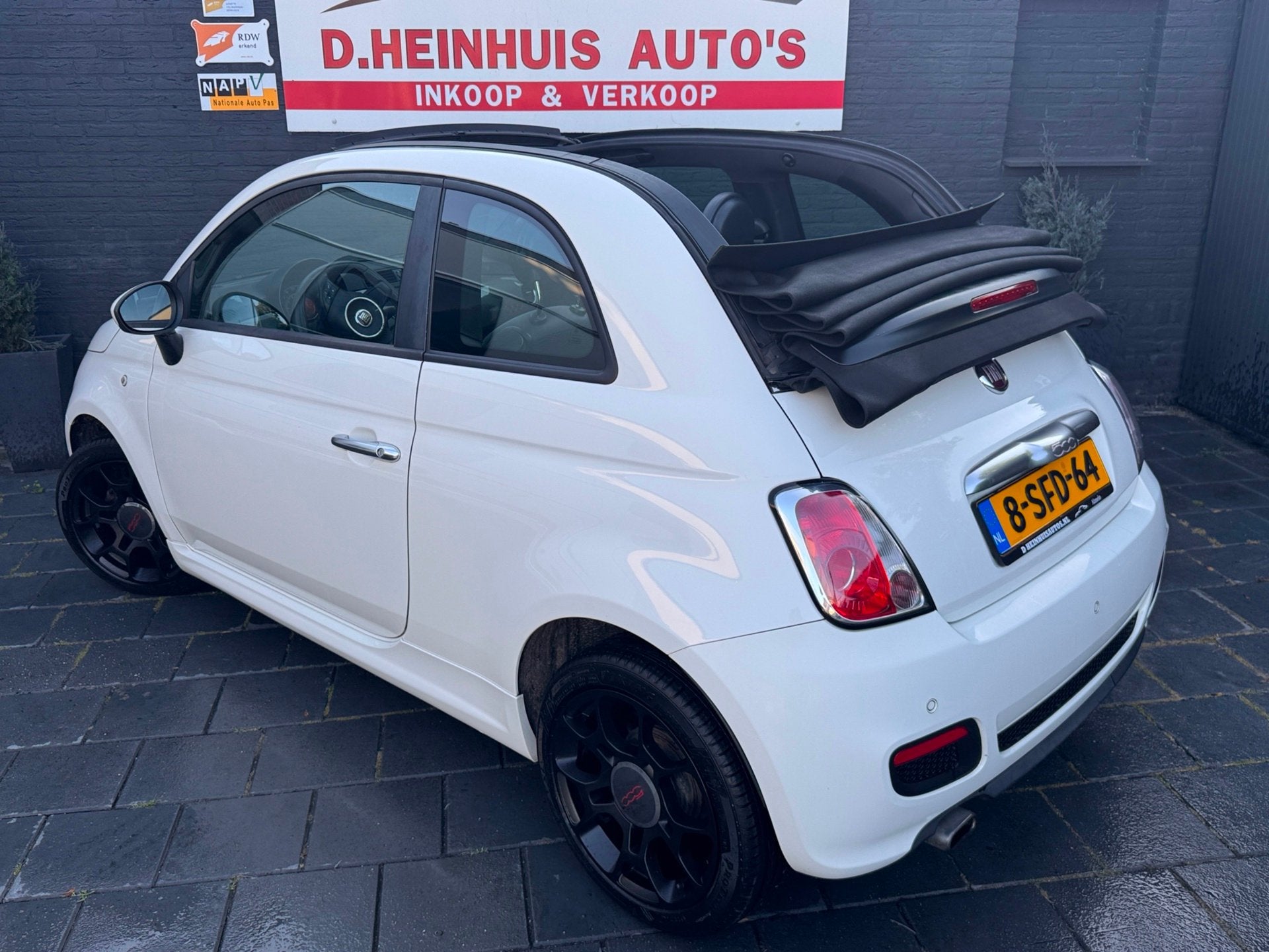 Fiat 500 C CABRIO SPORT 500S 500C, Euro 5, 86 pk, Gebruikt, Leder en Stof