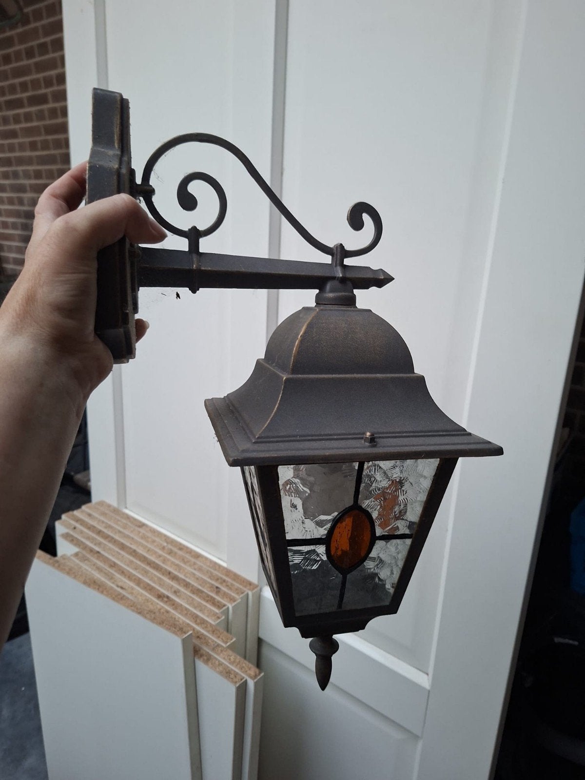 Buitenlamp met bewegingssensor (glas defect), Ophalen, Gebruikt, Klassiek
