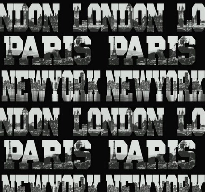Behang City London New York Paris, Ophalen of Verzenden, Zwart