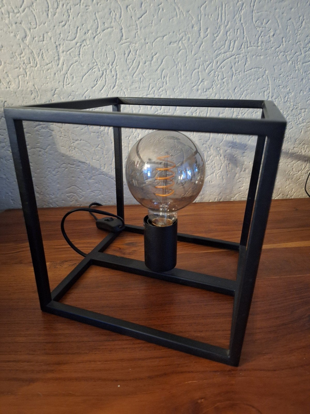 zgan zwarte industriële lamp tafellamp kubus, Zo goed als nieuw, Zwart, Metaal, Industrieel
