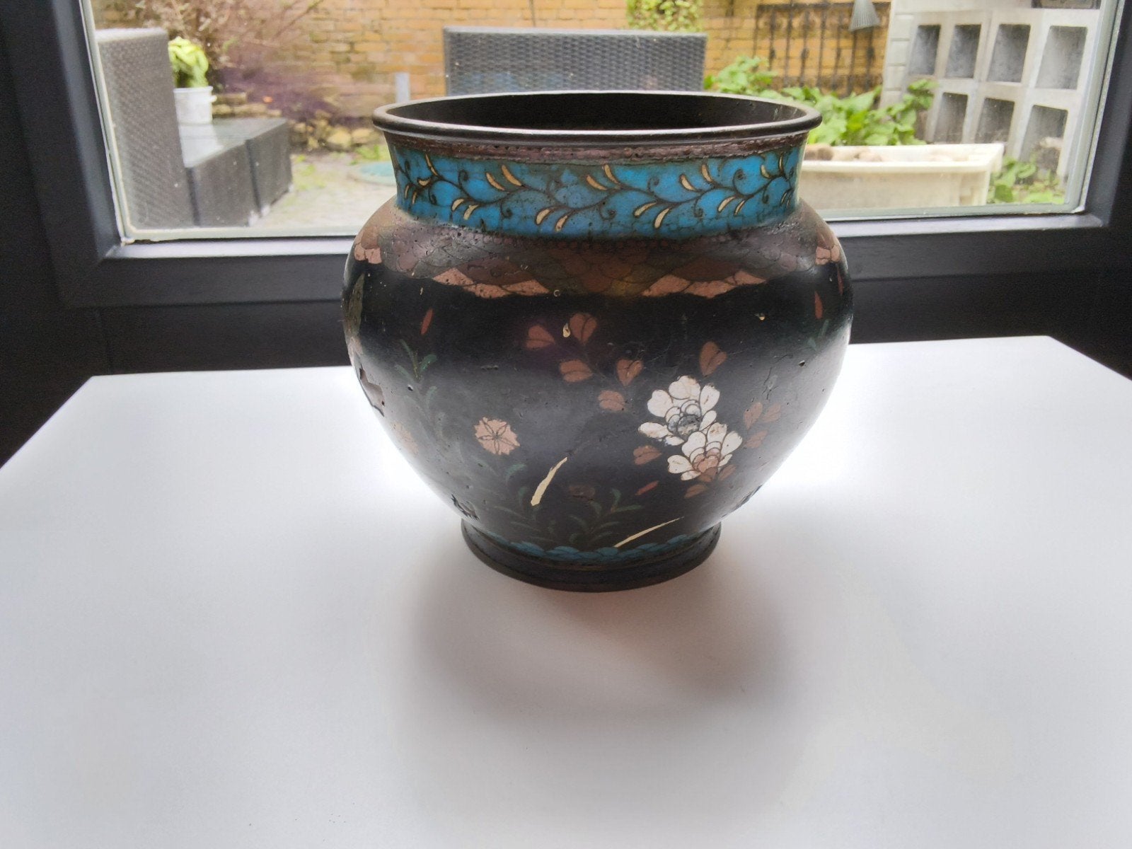 Antieke Aziatische Cloisonné Bloempot - ca. 1900, Ophalen of Verzenden