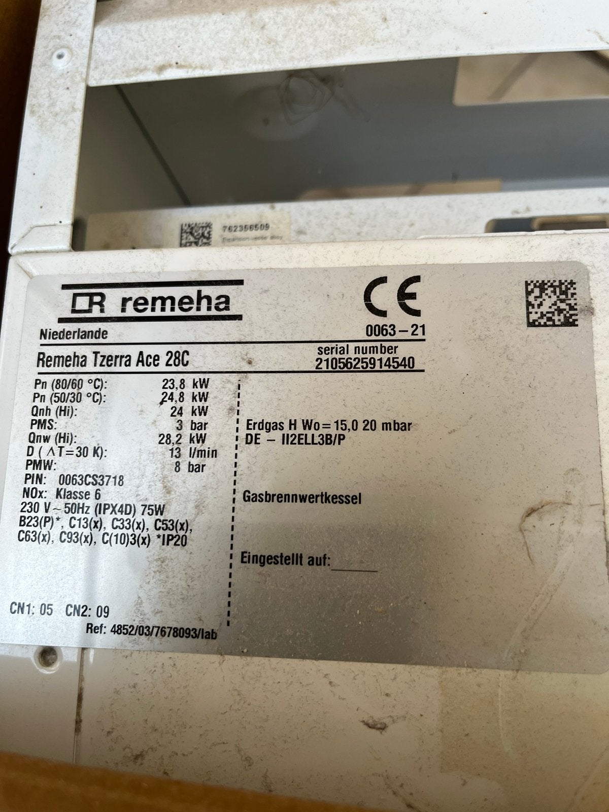 Remeha Tzerra Ace 28C Gas Combi-ketel uit 2021, Ophalen, Zo goed als nieuw, Cv-ketel of Combi-ketel, Hoog rendement (Hr)