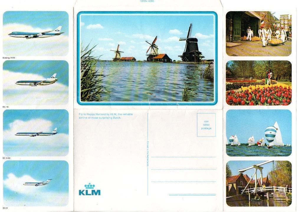 KLM kaart om open te vouwen, Ophalen, 1960 tot 1980, Ongelopen