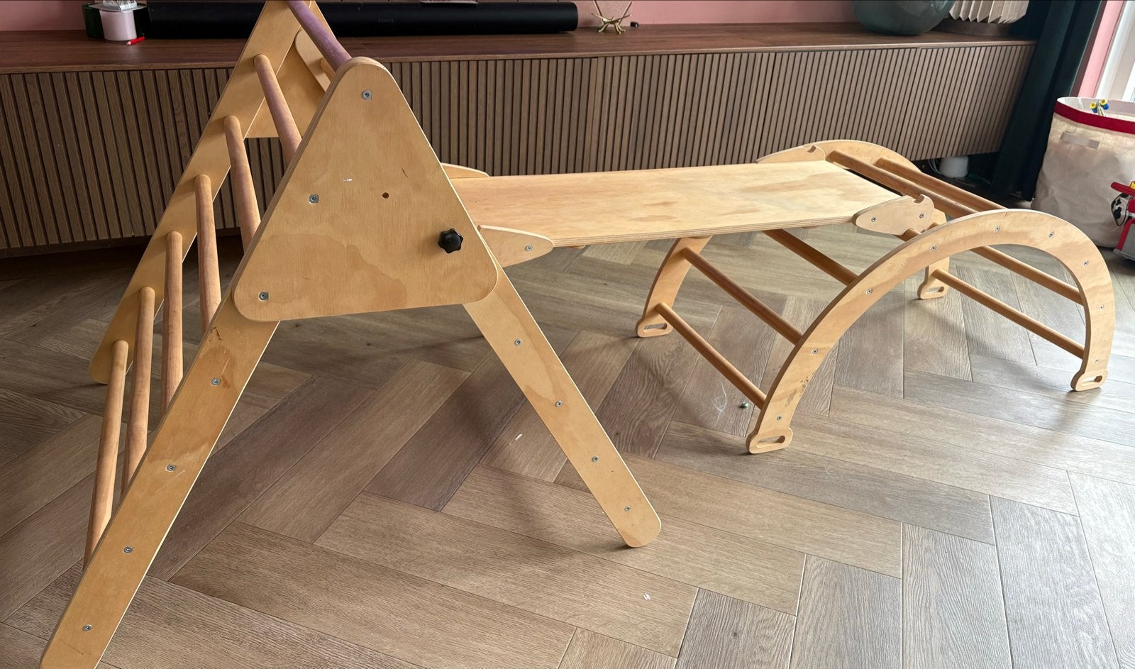 Houten Klimrek met Glijbaan en Klimwand voor Kinderen, Ophalen, Gebruikt, Glijbaan
