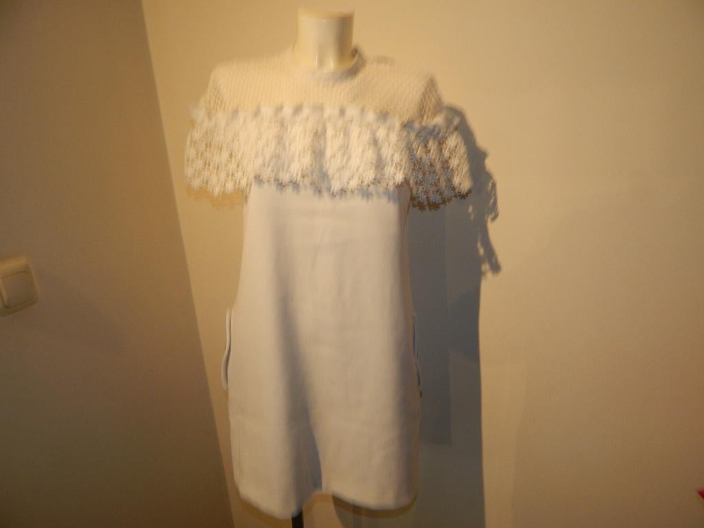 Self Portrait witte jurk bovenkant open bloemetjes roes M, Kleding | Dames, Maat 38/40 (M), Verzenden, Wit, Knielengte