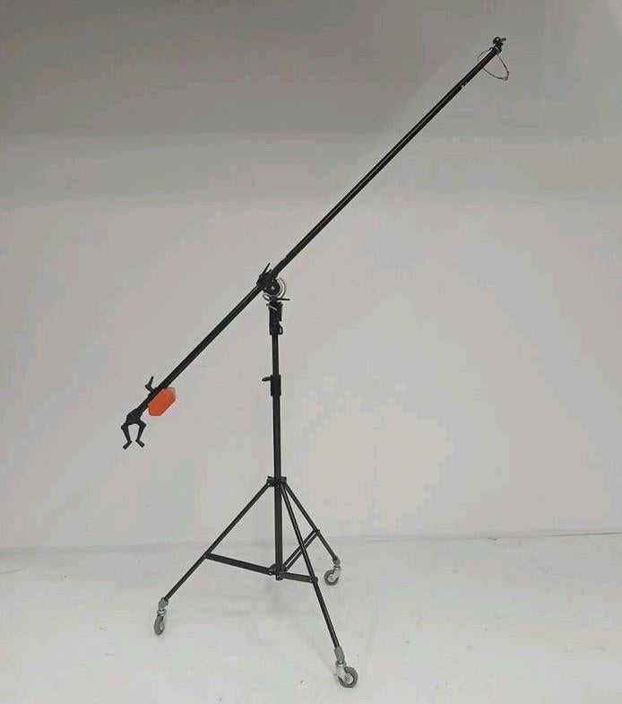 Manfrotto 025 Hengel Statief met Boom Arm Zwenkwielen, Ophalen, Zo goed als nieuw, Statief of Scherm