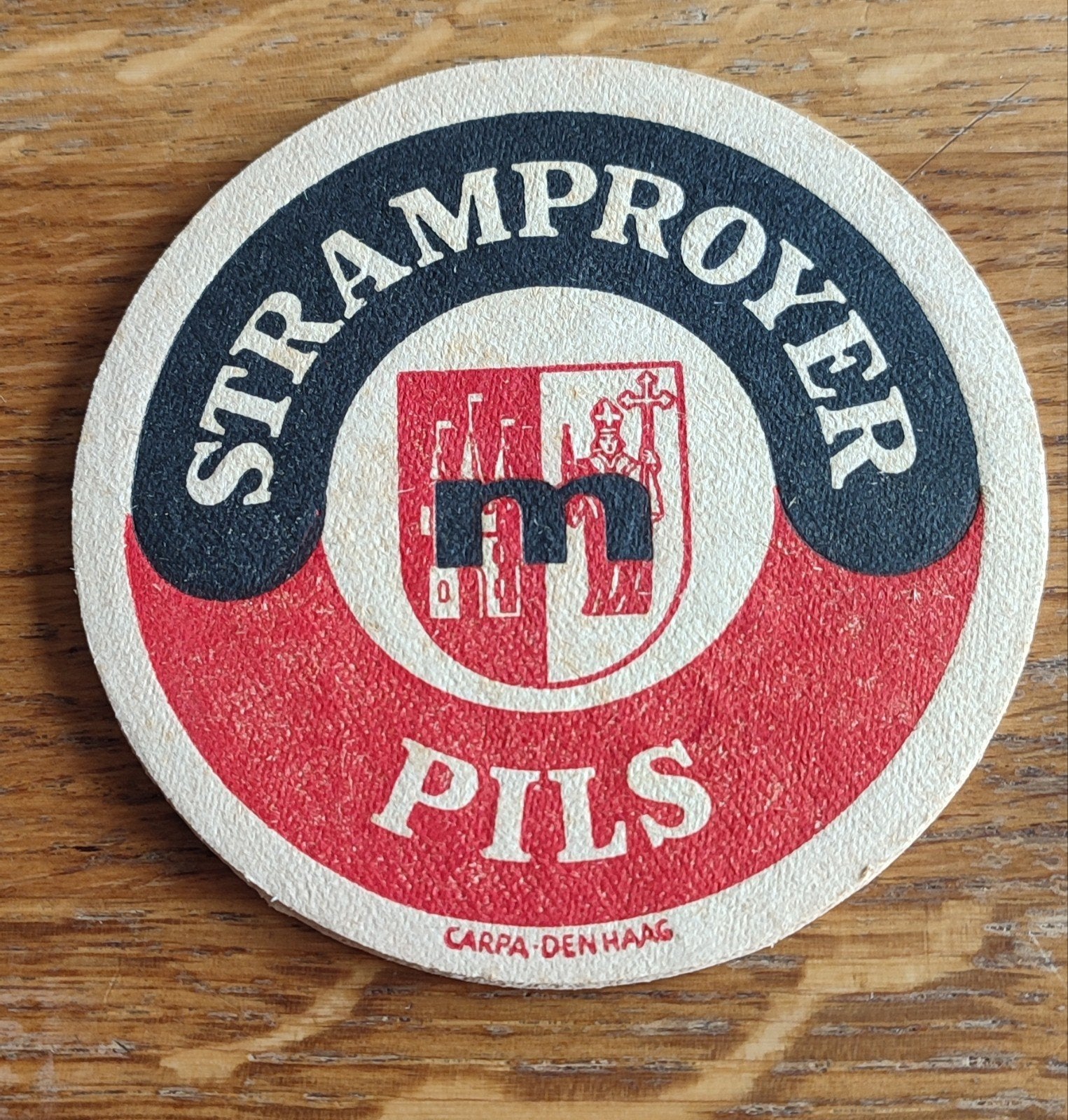 Vintage Stramproyer Pils bierviltje, Ophalen of Verzenden, Gebruikt, Viltje(s), Overige merken