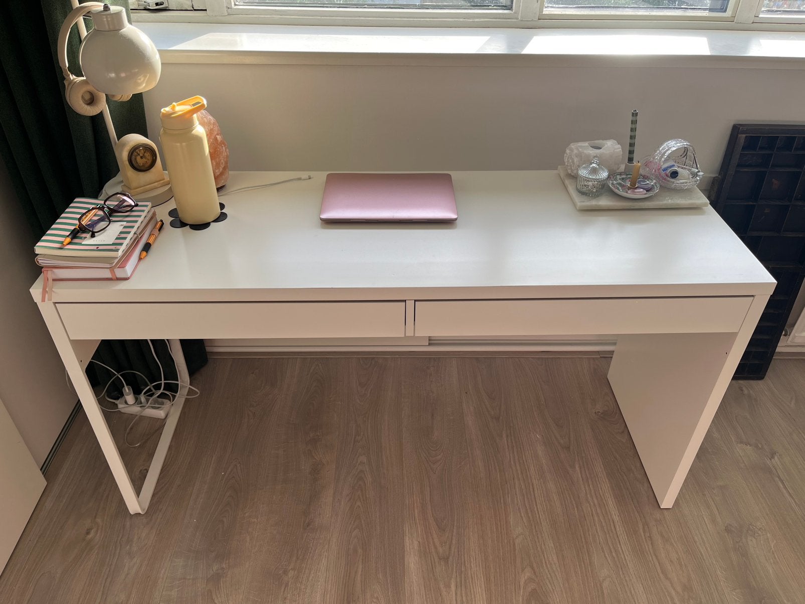 bureau met lades IKEA wit, Huis en Inrichting, Ophalen, Demontabel, 142 cm, Zo goed als nieuw