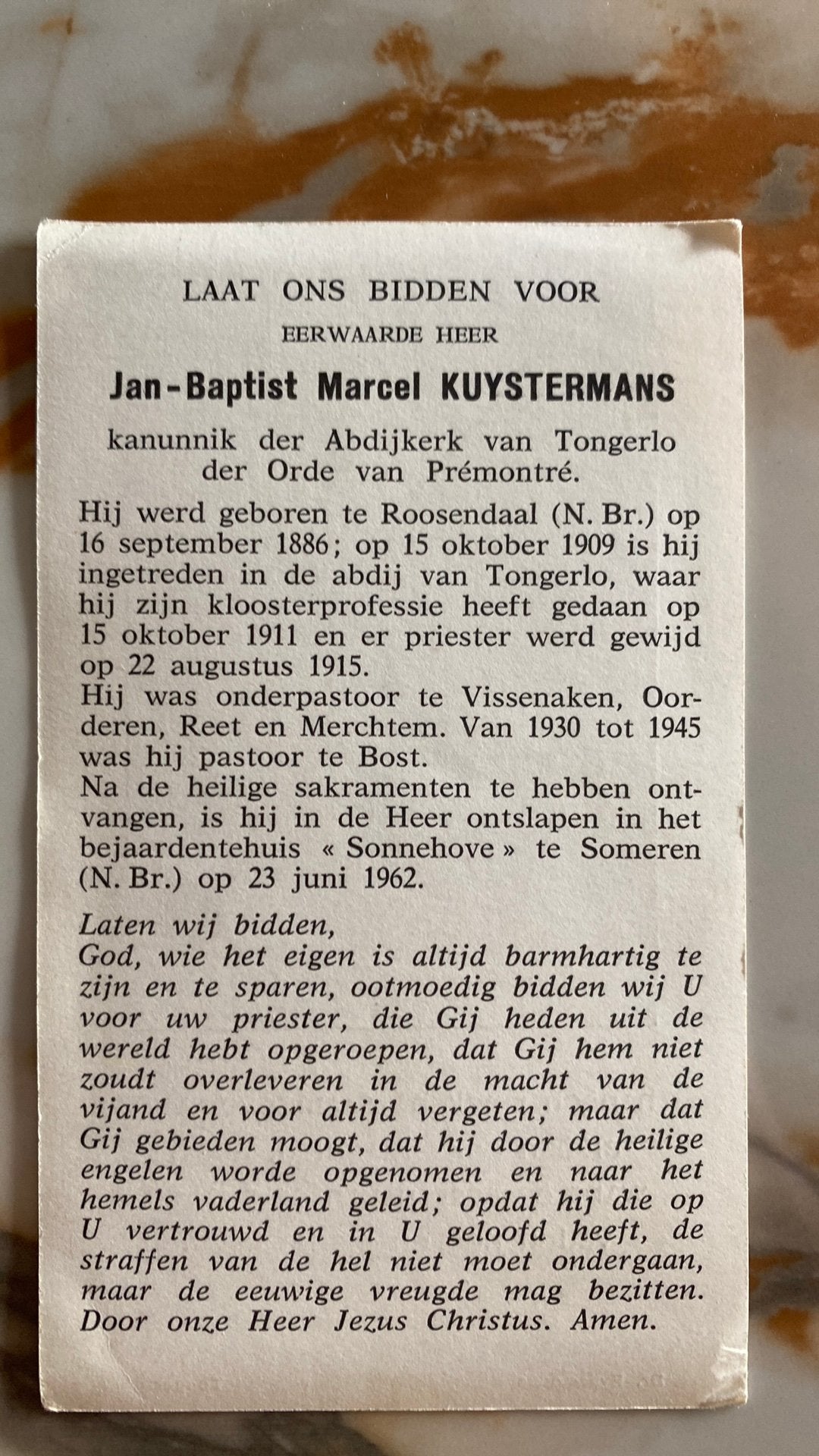 kaninnik JBM Kuystermans 1886 Roosendaal 1962 Someren, Ophalen of Verzenden