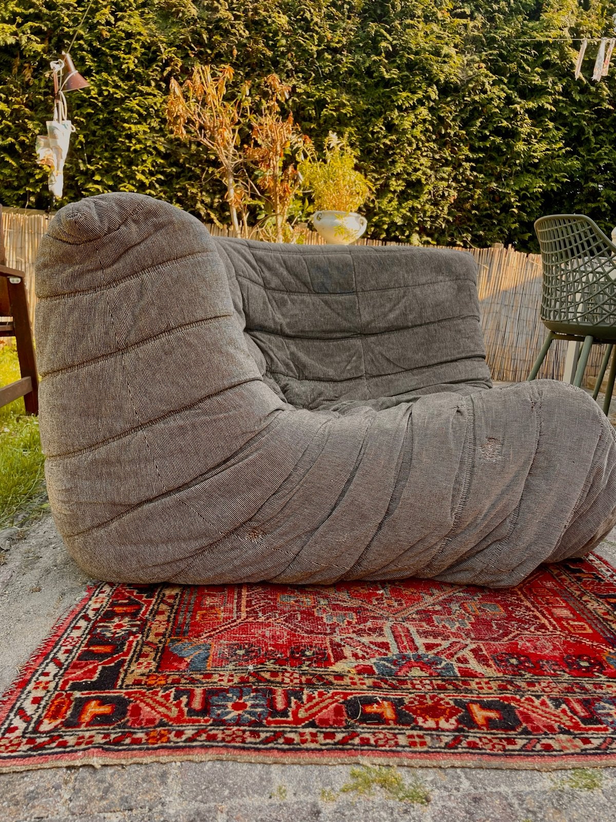 100% originele Togo fauteuil Ligne Roset, bruin, Ophalen, Gebruikt, 100 tot 125 cm, 150 tot 200 cm