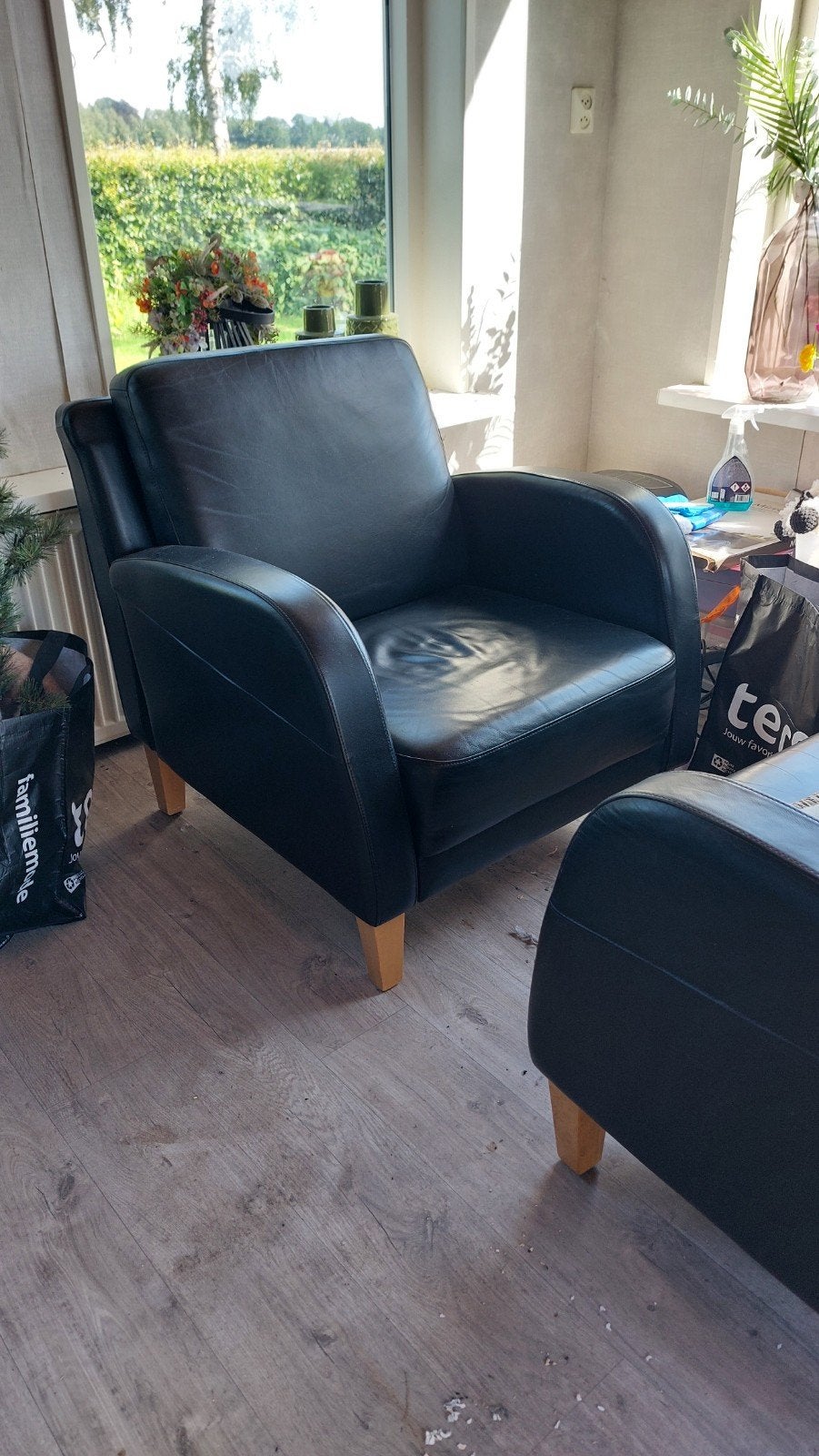 Leren fauteuils  2 stuks, Ophalen, Gebruikt, 75 tot 100 cm, 50 tot 75 cm