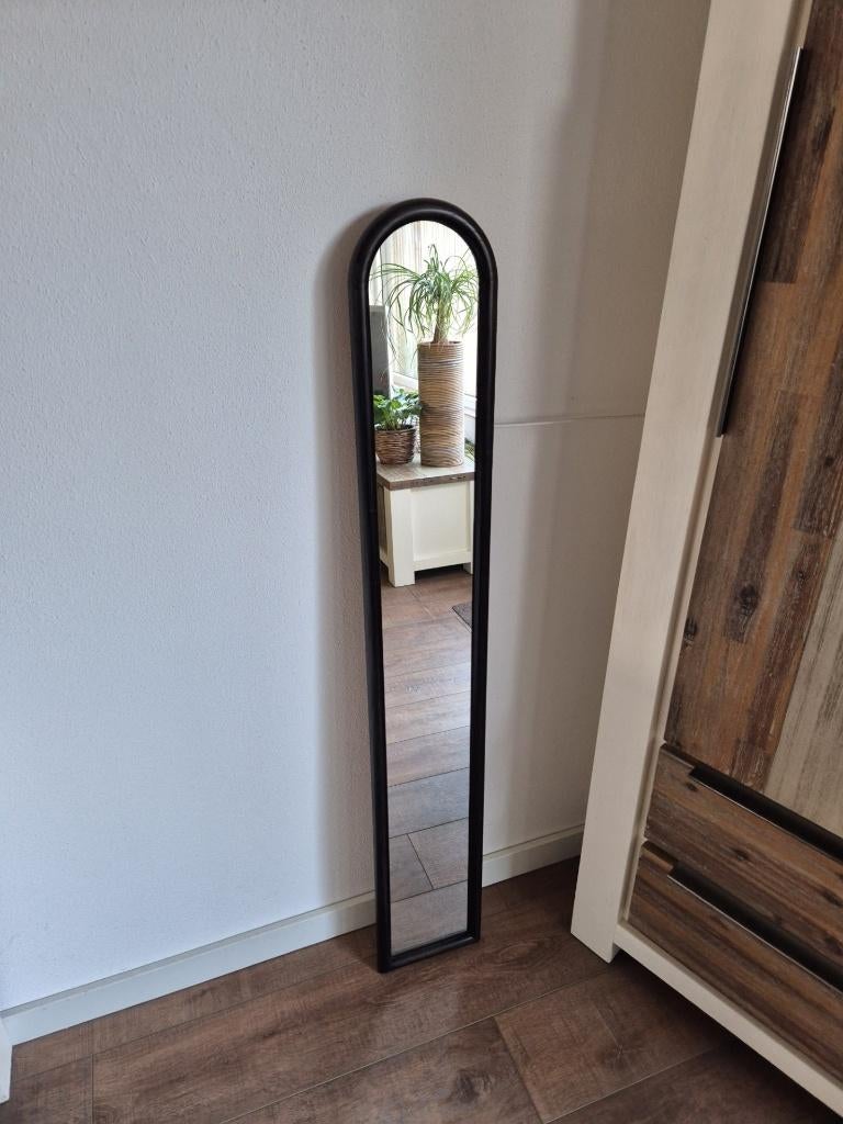 Spiegel - Passpiegel - Pieterman - Hout - Donkerbruin -****, Ophalen, Minder dan 50 cm, Gebruikt, 100 tot 150 cm
