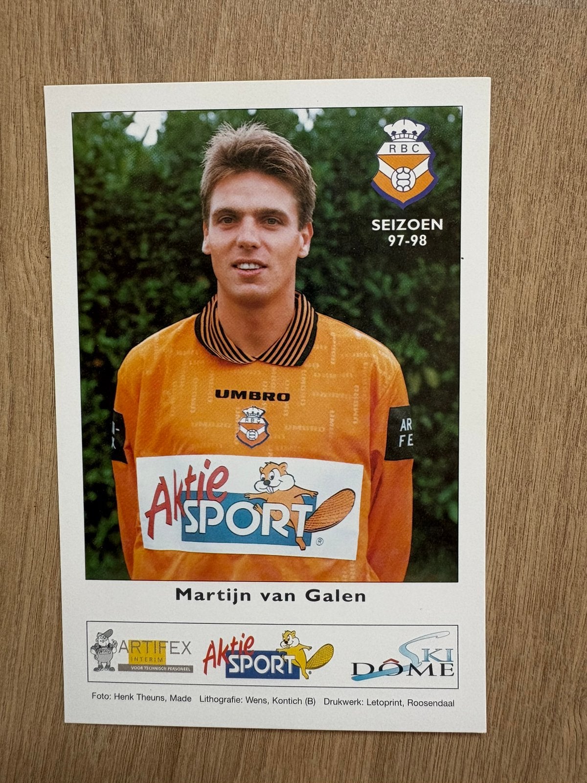 Fotokaart Martijn van Galen (RBC Roosendaal) ., Ophalen of Verzenden, Nieuw, Spelerskaart
