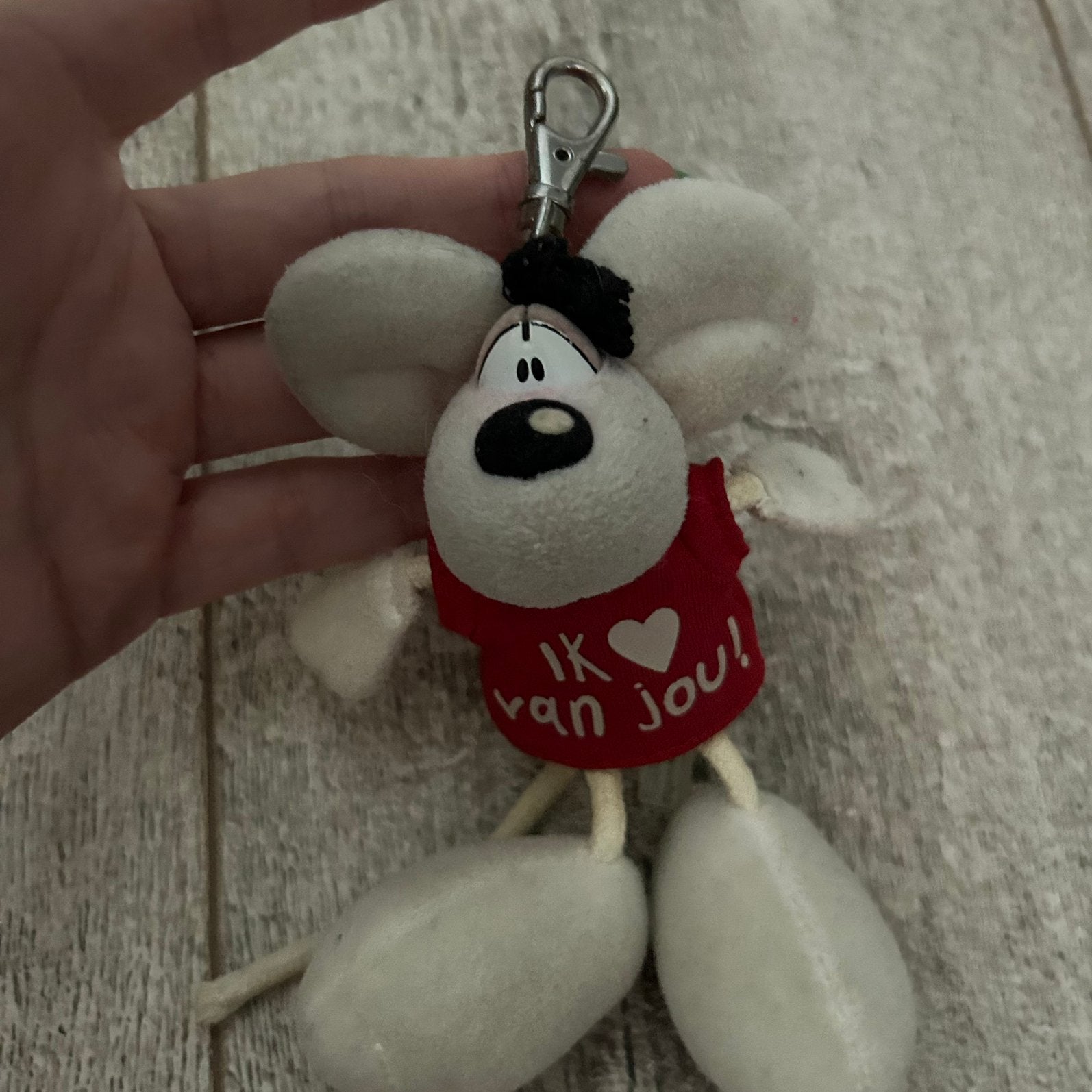 Vintage DEPESCHE Diddl Sleutelhanger met Shirt – Ik van jou!, Verzamelen, Ophalen of Verzenden, Diddl, Gebruikt, Overige typen