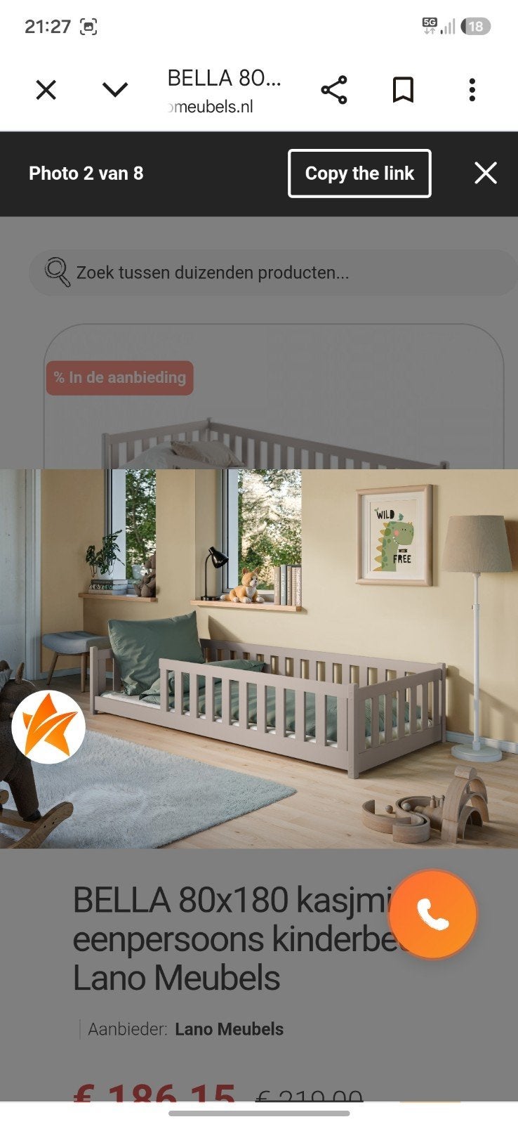 Nieuw kinderbed Bella 80x180 Kasjmier - Ongeopend, Kinderen en Baby's, Kinderkamer | Bedden, Ophalen, 85 tot 100 cm, Nieuw, Matras