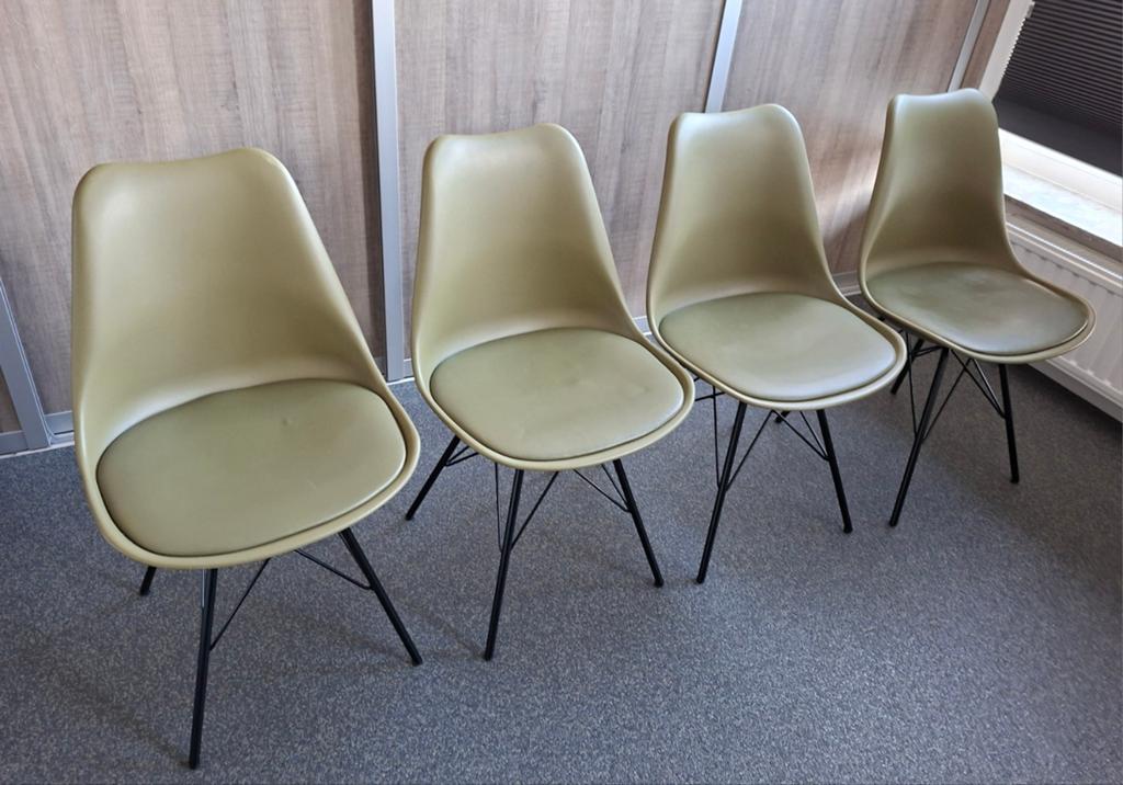 Kick metal "Luuk" kuipstoel, groen 4stuks, Ophalen, Gebruikt, Overige kleuren, Modern