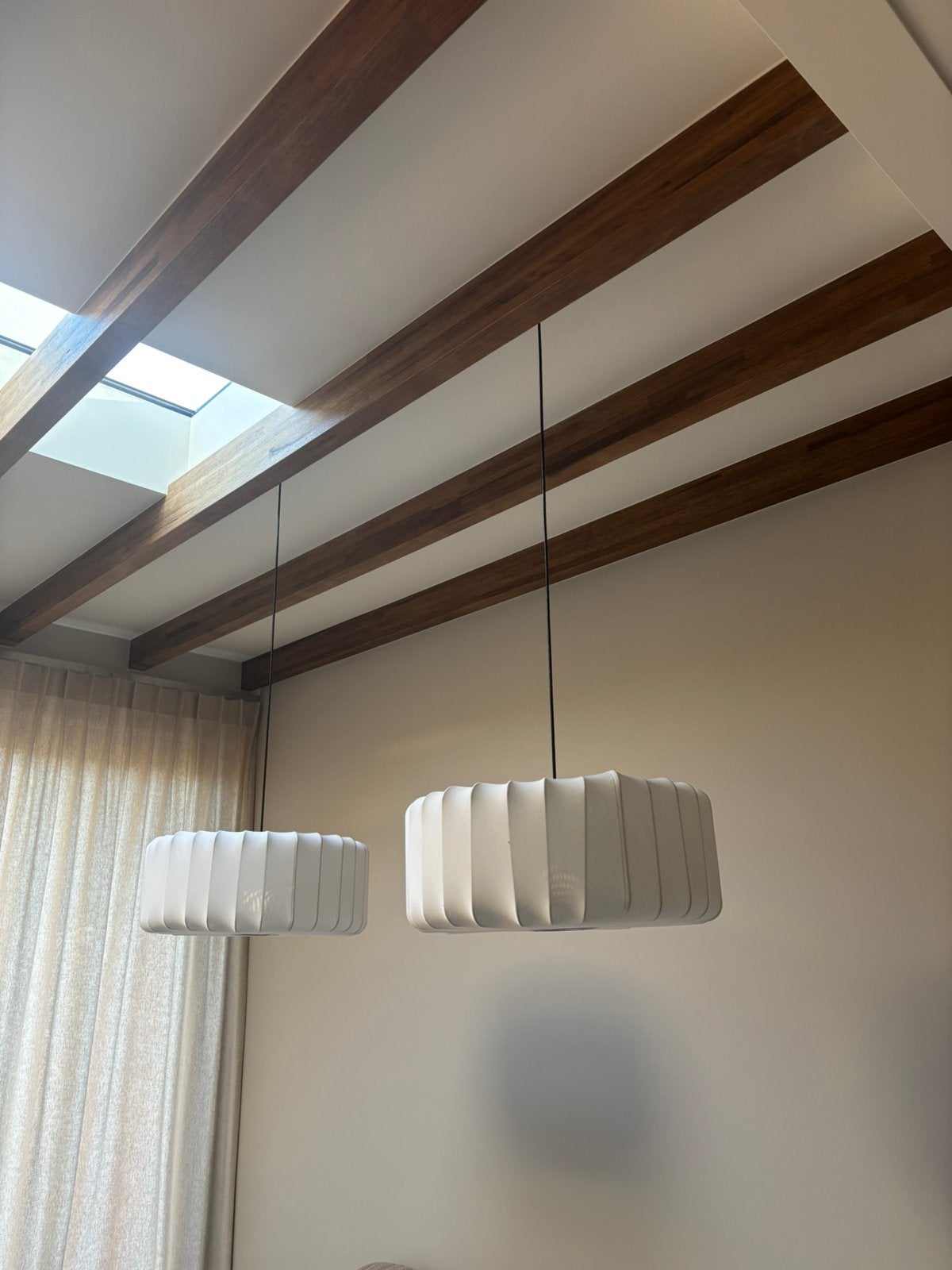 Zijden lampion lampen (1 of 2), Huis en Inrichting, Lampen | Hanglampen, Ophalen, Nieuw, 50 tot 75 cm