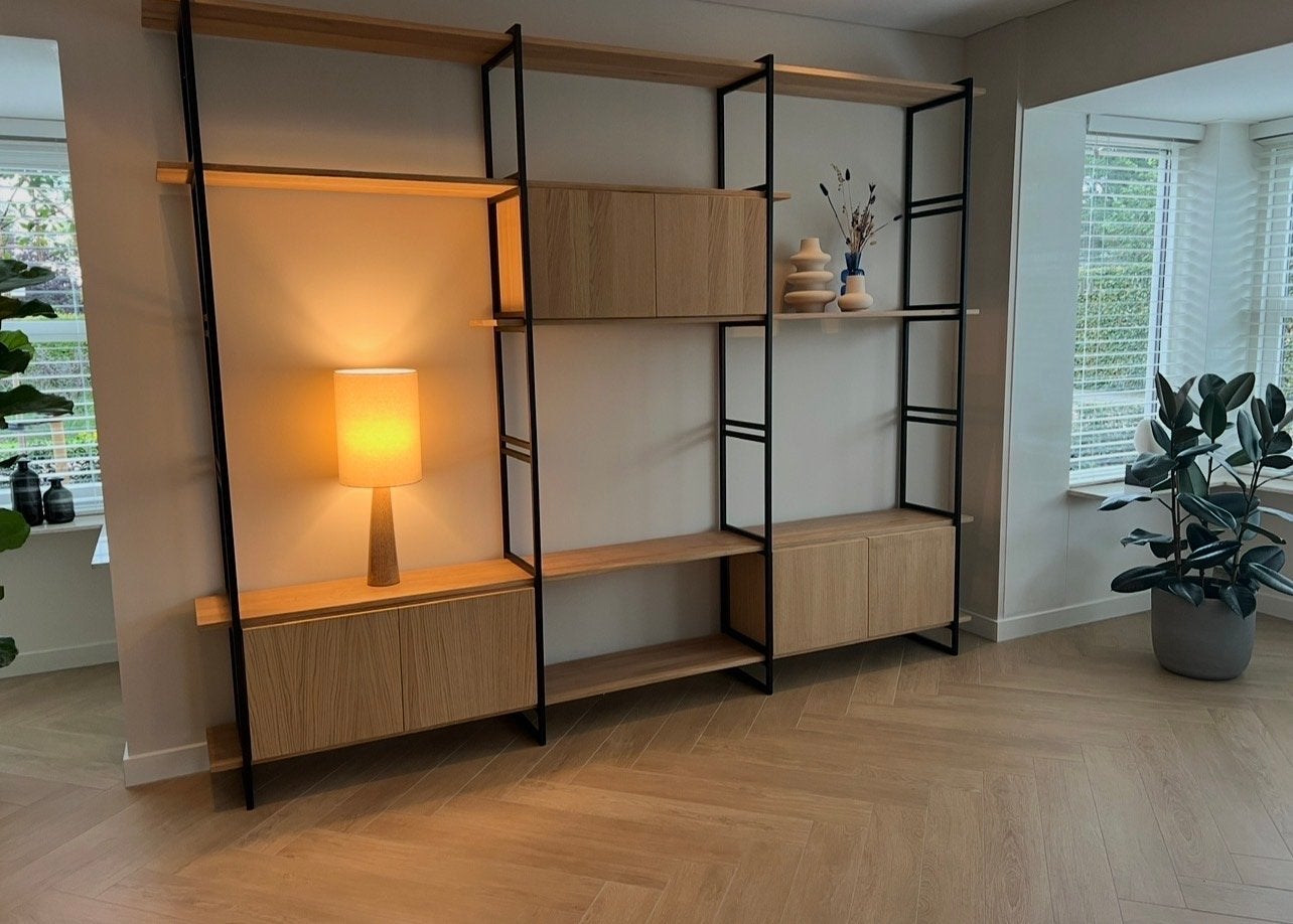 Studio Henk Modular Cabinet 290 Eikenhout designkast, Ophalen, 250 tot 300 cm, 200 cm of meer, Eikenhout