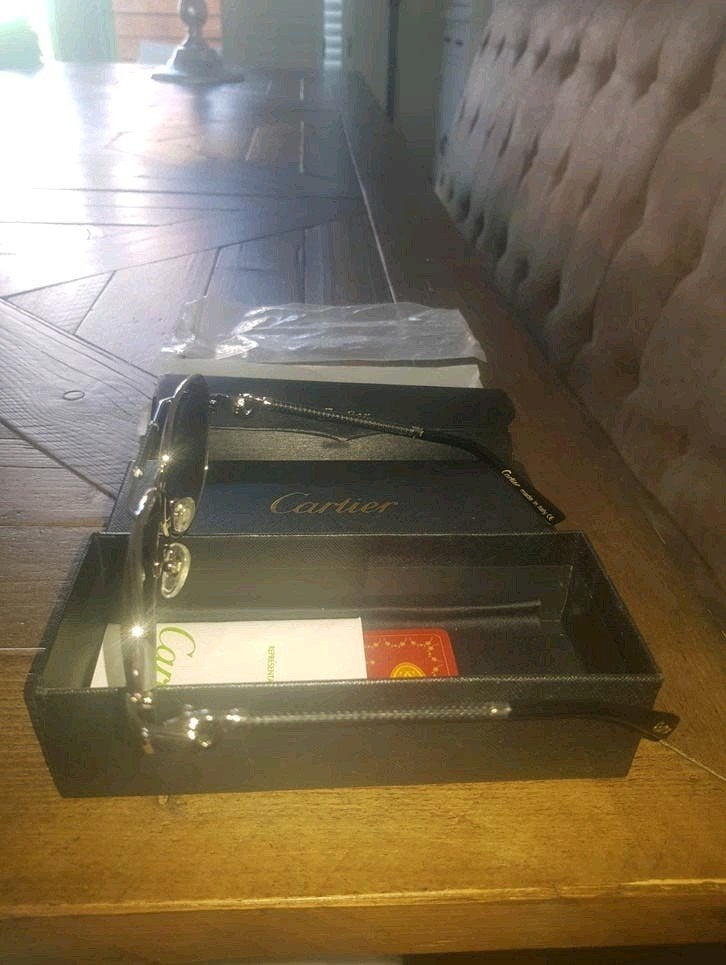 Echt origineel Heren Cartier Zonnebril T8220012 Nieuw., Zonnebril op sterkte, Zwart, Nieuw, Ophalen