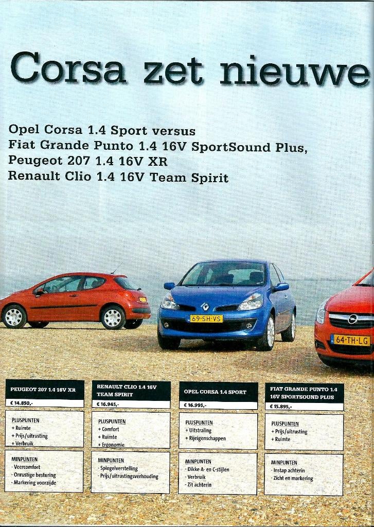 Autovisie triotest Opel Corsa,Peugeot 207,Fiat Grande Punto, Ophalen of Verzenden, Gelezen, Opel