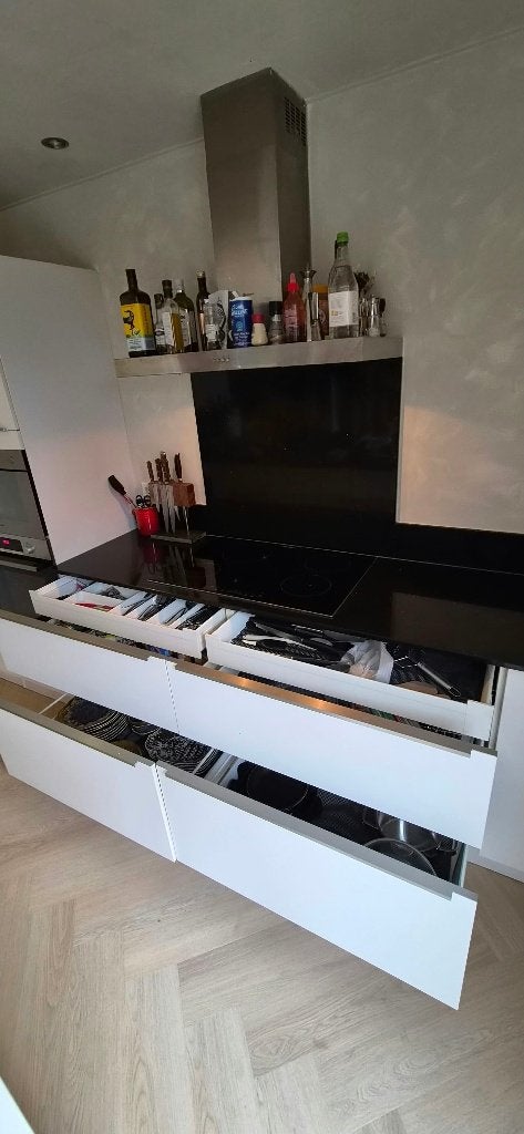Moderne mat witte eilandkeuken GEDEMONTEERD, Wit, Overige typen, Ophalen of Verzenden, Zo goed als nieuw