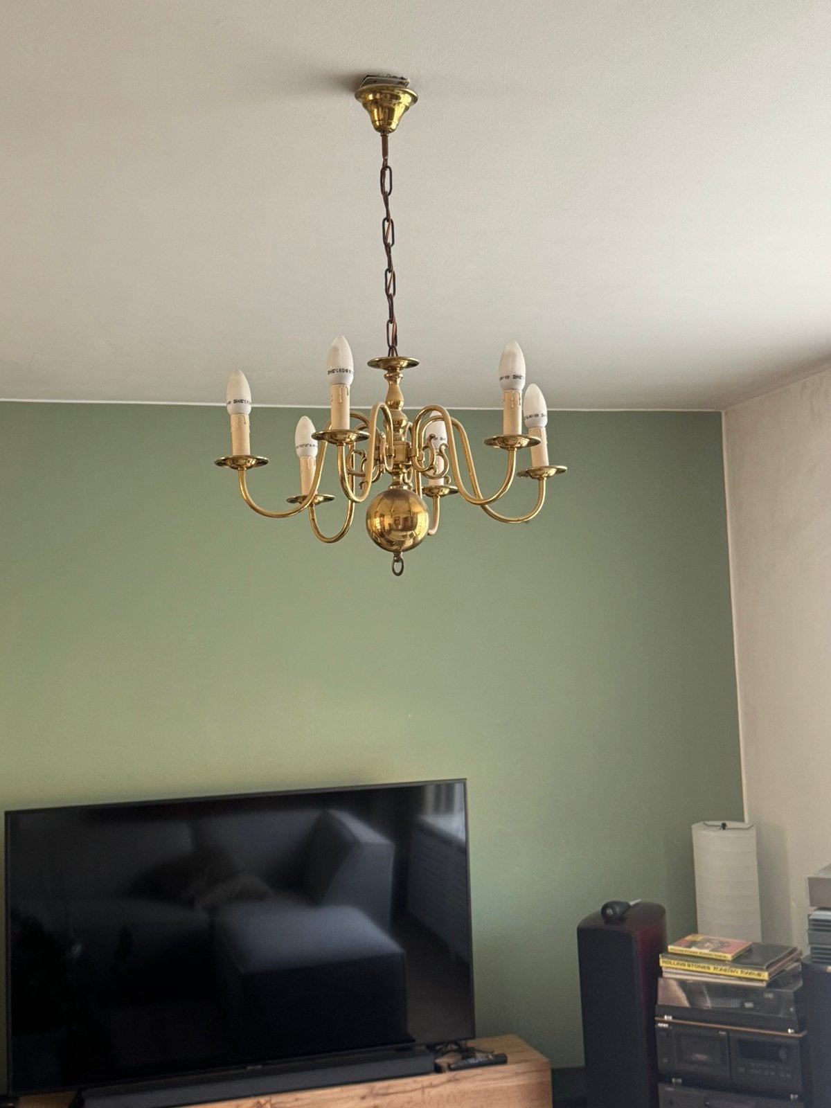 Lamp Kroonluchter.antiek origineel, Ophalen, Gebruikt, E14 (klein), Metaal