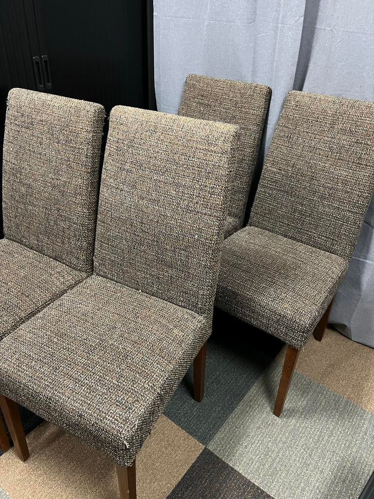 Set van 4 Bruine Geweven Gemêleerde Eetkamerstoelen, Ophalen, Gebruikt, Bruin, Vier