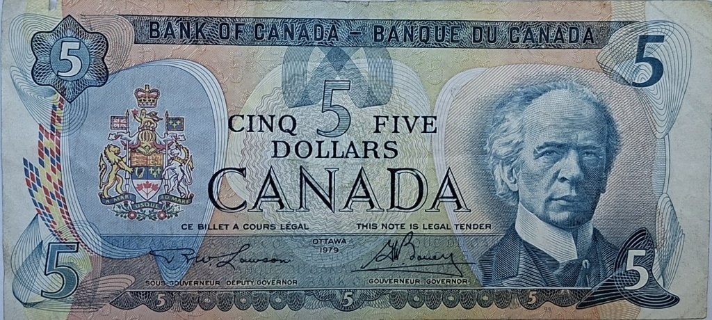 Canadees bankbiljet van 5 dollar uit 1979., Ophalen of Verzenden, Noord-Amerika, Los biljet