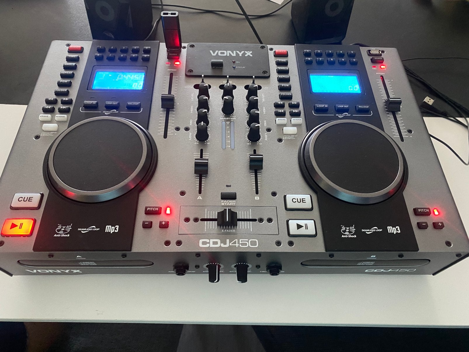 Vonyx CDJ450 Dubbele CD/USB mp3 speler & mixer met Bluetooth, Muziek en Instrumenten, Dj-sets en Draaitafels, Ophalen, Zo goed als nieuw